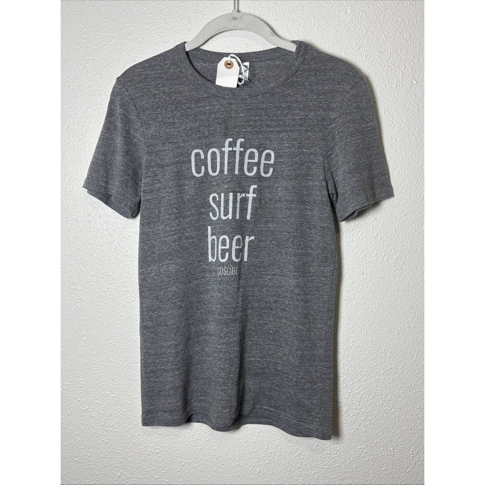 Royal Apparel Made In USA Gray T-Shirt Coffee, Surf Beer- Unisex SZ XS NWT